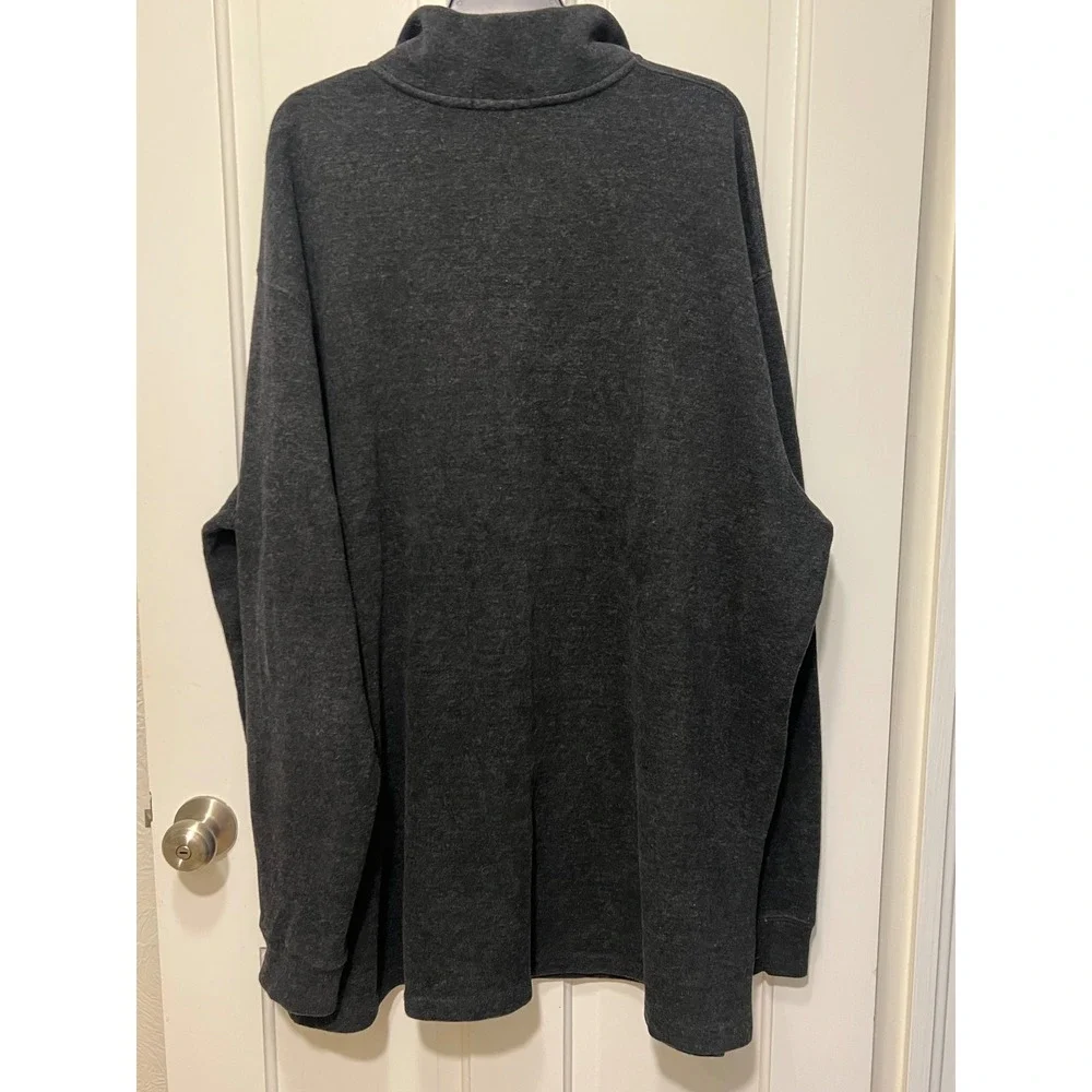 Polo Ralph Lauren Mens 2XLT Charcoal Gray Heather Cotton Quarter Zip Pullover